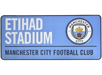 Man City Coloured Metal Street Sign