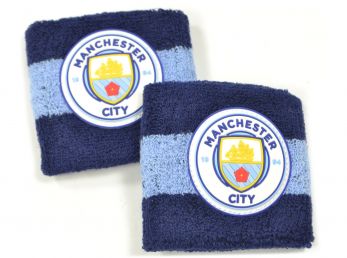 Man City FC Cotton Wristbands Navy Blue Sky Blue