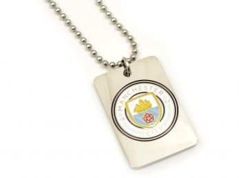 Man City Enamel Crest Dog Tag and Chain