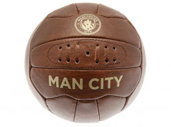 Man City Retro Faux Leather Heritage Ball Size 5
