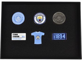 Man City FC 6 Piece Boxed Executive Badge Set