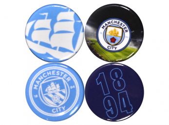 Man City Four Pack Stadium Button Badges