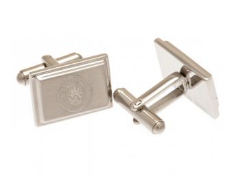Man City Silver Plated Oblong Crest Boxed Cufflinks