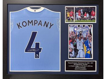 Man City Vincent Kompany Signed Framed Football Shirt