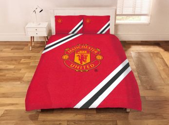 Man Utd Core Reversible Stripe Double Duvet and Pillow Case Set