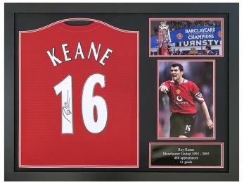 Man UTD Keane Signed Framed Football Shirt