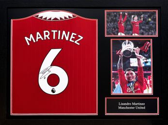 Man UTD Lisandro Martinez Signed Framed Football Shirt