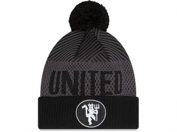 New Era Man UTD FC Engineered Black Grey Cuff Knit Beanie Hat