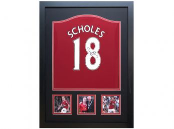 Man UTD FC Scholes Signed Framed Football Shirt