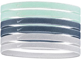 Nike Mixed Hairbands 6 PK Metallic Mint Foam Marina Light Smoke Grey