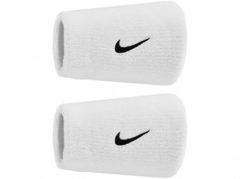Nike Swoosh Classic Doublewide Wristbands 2pk White / (Black)