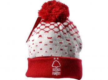 Nottingham Forest Basic Fade Knitted Turn Up Bobble Hat Red White