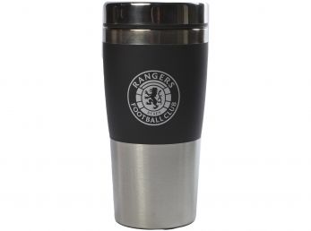 Rangers FC Executive Handleless Metallic Travel Mug Black Silver