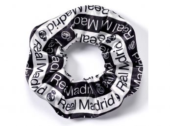 Real Madrid Crest and Cannon Hair Scrunchie Black White