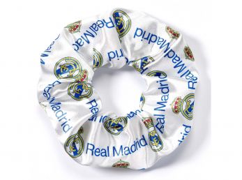 Real Madrid Crest and Cannon Hair Scrunchie Blue White