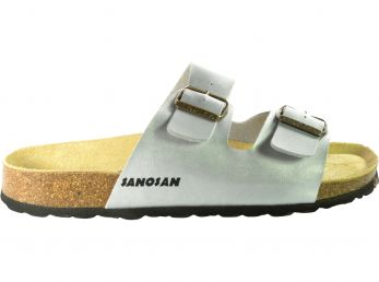 Sanosan Aston Nubuck Silver Women's Two Strap Sandals