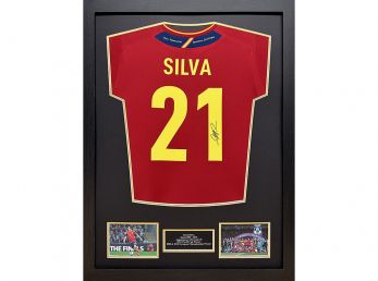 Spain David Silva Signed Framed Football Shirt