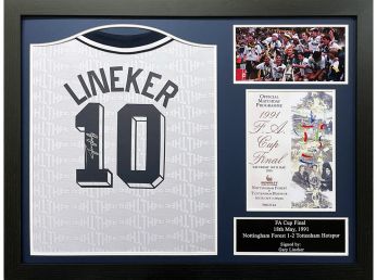 Spurs Gary Lineker Signed Framed Football Shirt