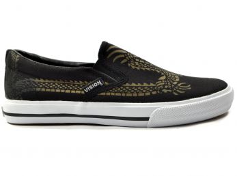 Vision Street Wear Dragon Black Gold Slipons