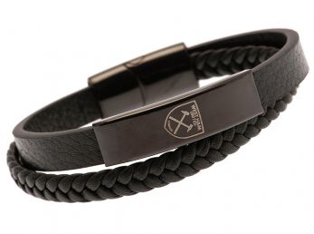 West Ham Black Leather Bracelet