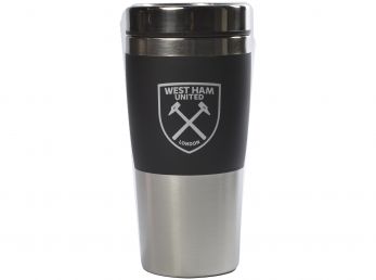 West Ham Executive Handleless Metallic Travel Mug Black Silver