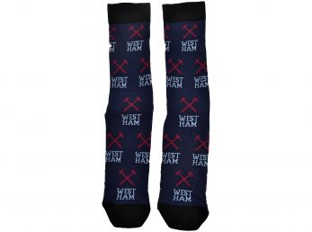 West Ham United All Over Print Socks Size 4 to 6.5 UK Navy