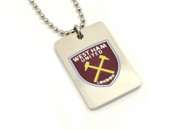 West Ham United FC Stainless Steel Enamel Crest Dog Tag and Chain