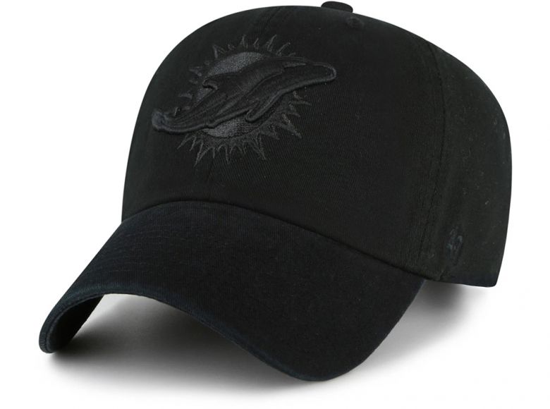 47 Brand Miami Dolphins NFL Clean Up Baseball Cap Black Black