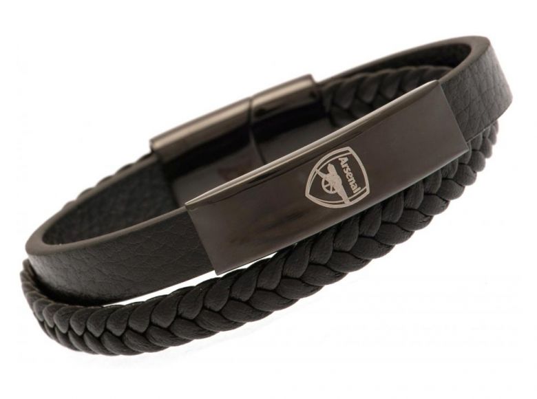 Arsenal Black Leather Bracelet