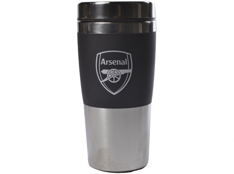 Arsenal Executive Handleless Metallic Travel Mug Black Silver
