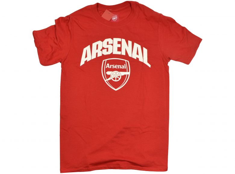 Arsenal Wordmark Crest T Shirt Adults Red
