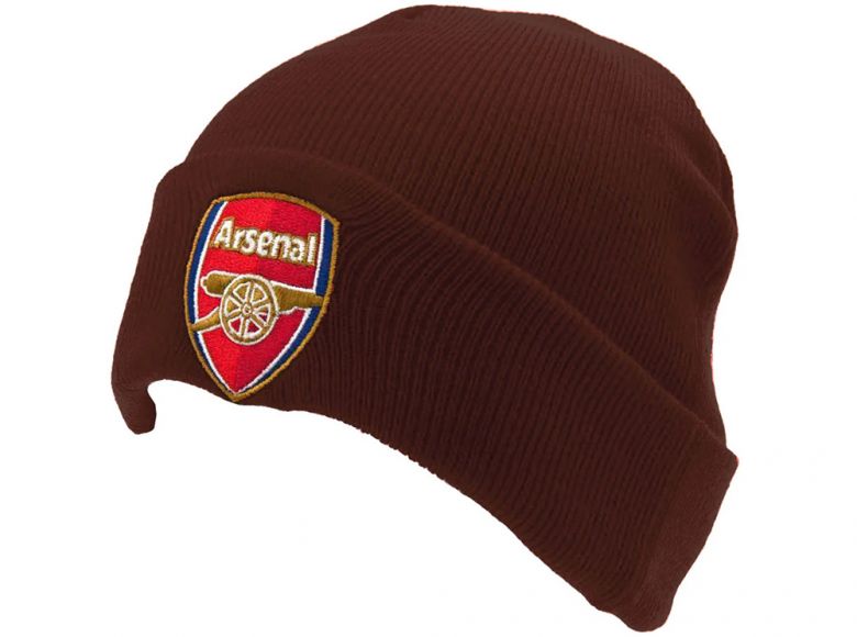 Arsenal Turn Up Cuff Crest Knit Dark Maroon Hat