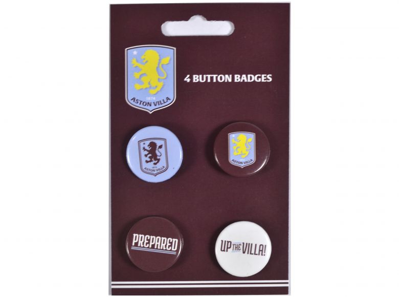 Aston Villa FC Four Pack Button Badges