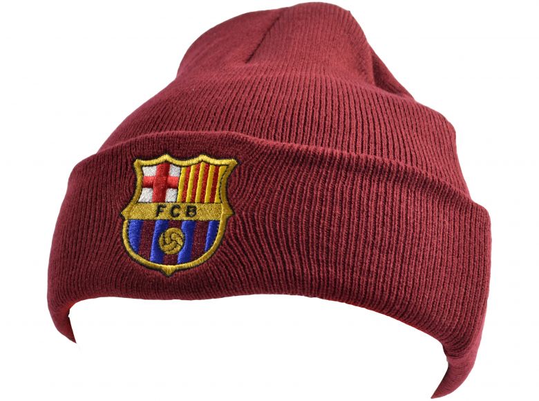 FC Barcelona Crest Knitted Turn Up Hat Burgundy