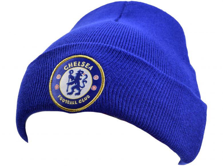 Chelsea Knitted Crest Turn Up Hat Royal Blue