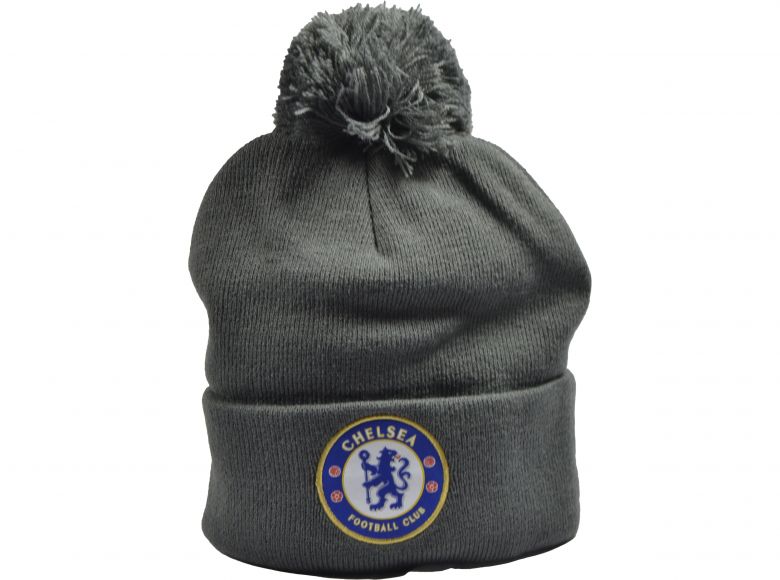 Chelsea Knitted Crest Dark Grey Bobble Hat