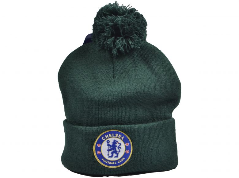 Chelsea Knitted Crest Forest Green Bobble Hat