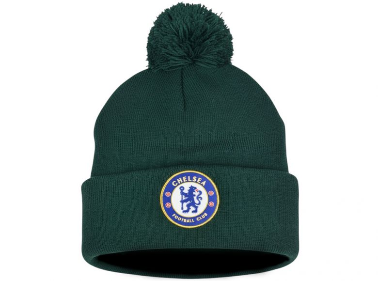 Chelsea Knitted Crest Forest Green Bobble Hat