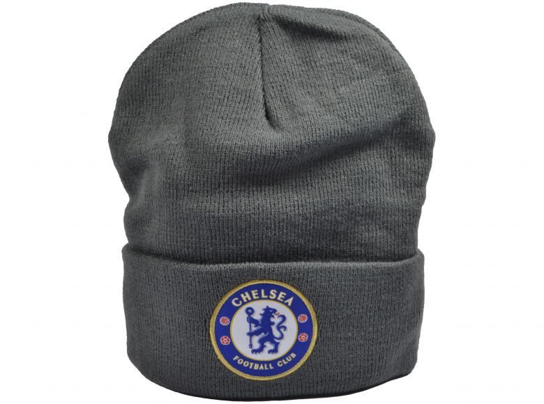 Chelsea Knitted Crest Turn Up Bronx Hat Dark Grey