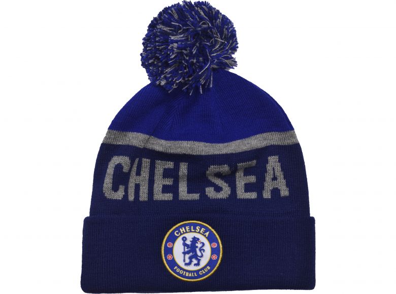 Chelsea Text Knitted Text Bobble Hat Navy Marl Royal