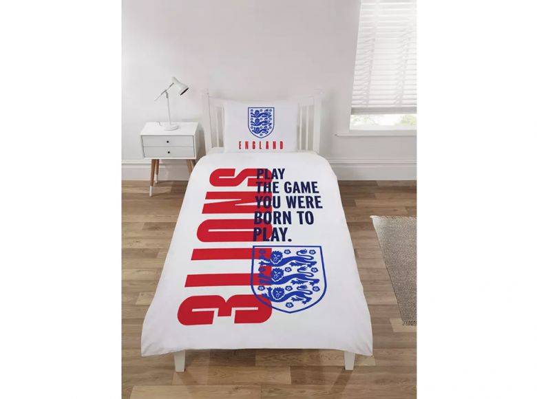 England Born To Play Single Crest Duvet and Pillow Case Set