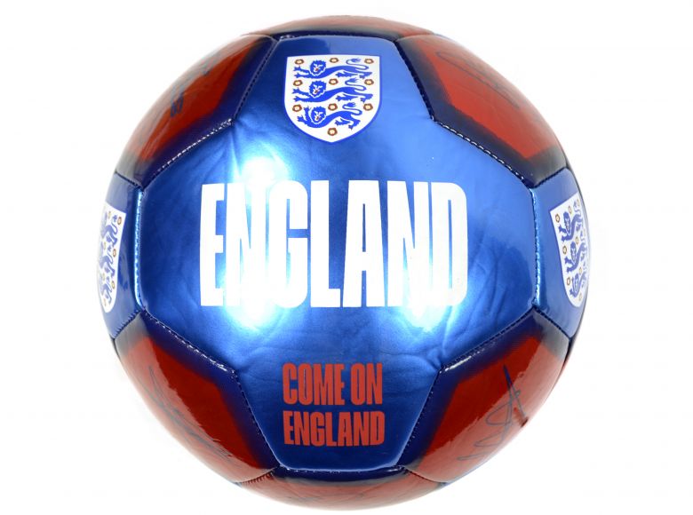 England Come On England Metalic Red Blue Signature Ball Size 5