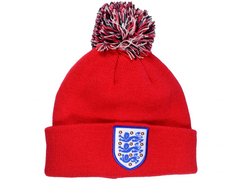 England Knitted Bobble Hat Red