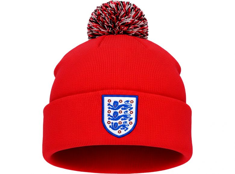 England Knitted Bobble Hat Red