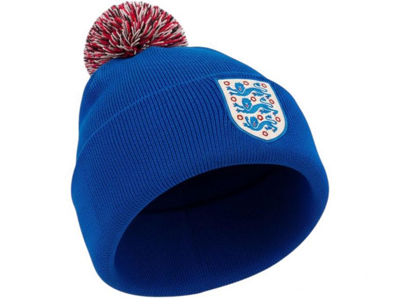 England Knitted Bobble Hat Royal Blue