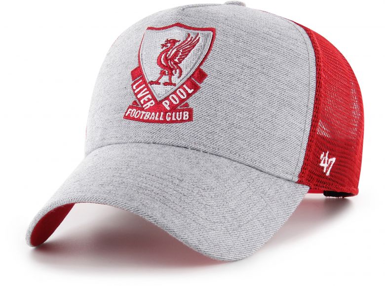 Liverpool 47 Brand Branson Mesh Baseball Cap Retro Crest Snapback Grey Red