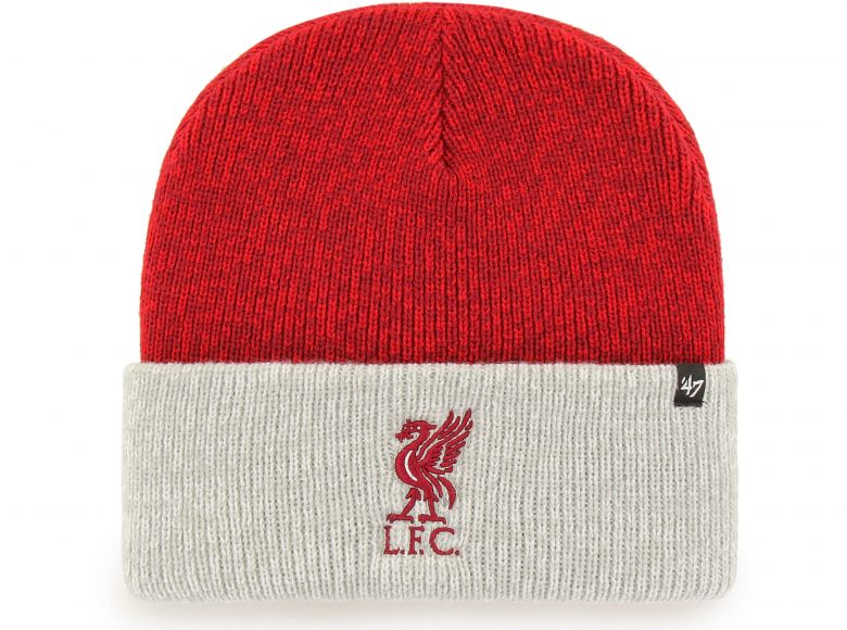 Liverpool 47 Brand Razor Red Two Tone Cuff Beanie Red Grey