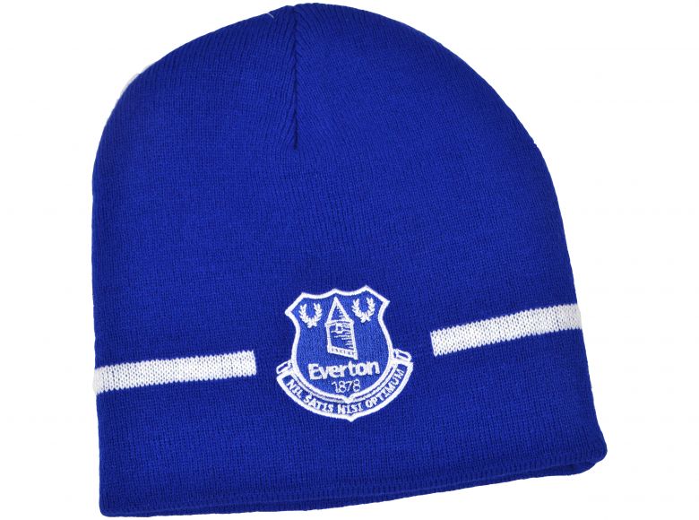 Everton Basic Knitted Beanie Hat Royal White