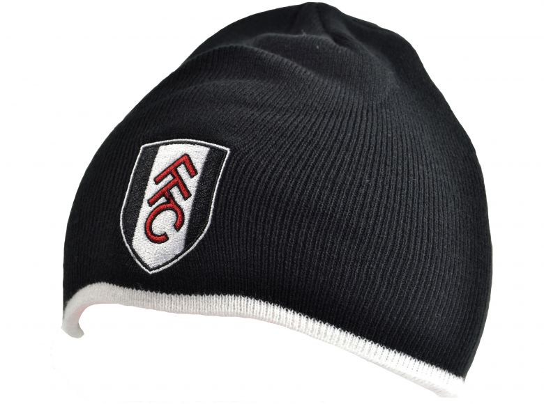 Fulham Crest Roll Down Beanie Black