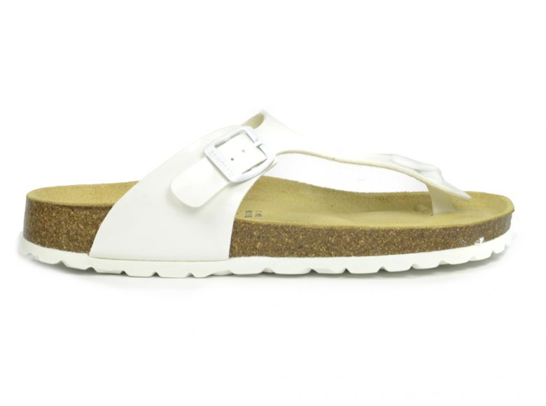 Sanosan Geneve Lacquered White Womens Designer Thong Sandals